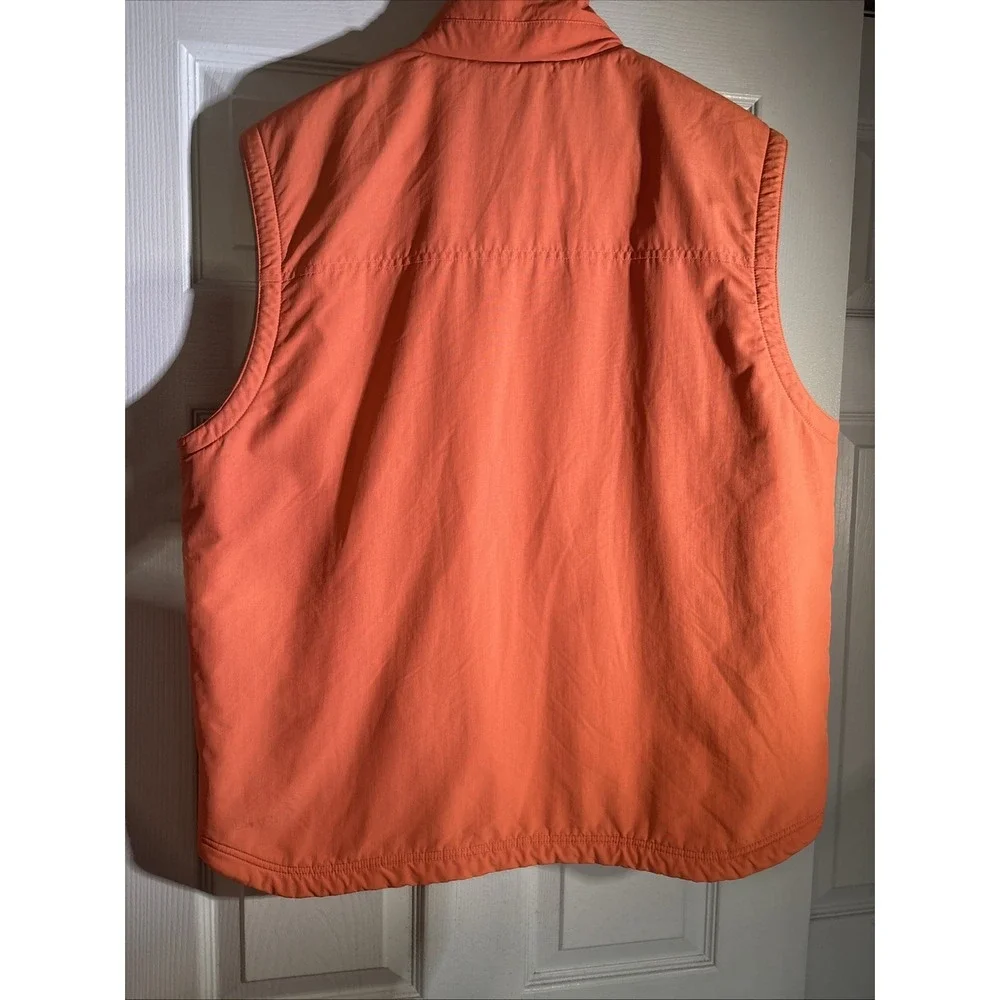 LL Bean Men's Orange Polartec fleece‎ Lined Vest Size Large